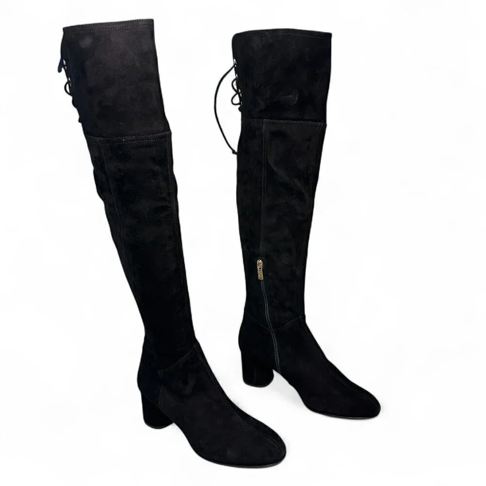 AGL Scarlet Over-The-Knee Suede Leather Boot, EU 38, Black NEW IN BOX